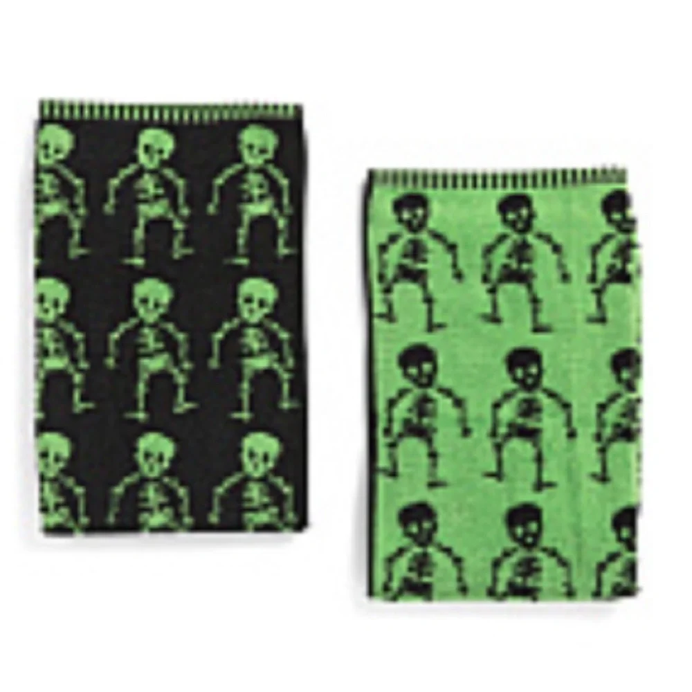 Caro Lime Green Stripe Skeleton Towel set